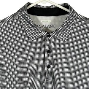 Jos. A. Bank Traveler Tailored Fit Polo Shirt Mens Medium Black White Geo Print